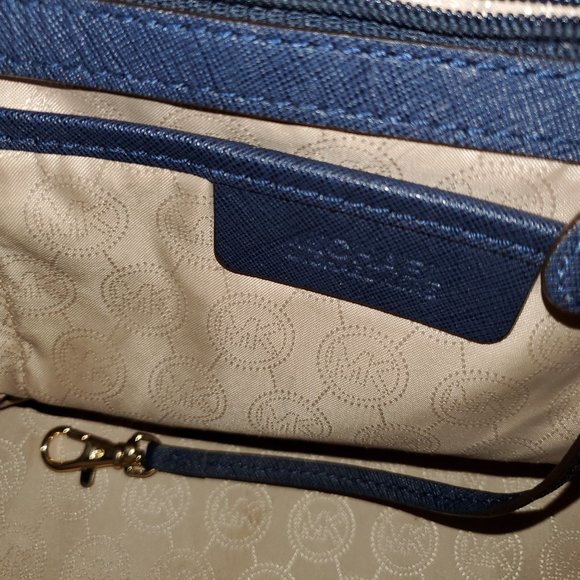 Michael Kors Navy Blue Leather Tote Bag Purse - Picture 10 of 12